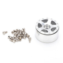 (Silver) 4pcs RC Al Alloy Beadlock Wheel Rim Hub for Axial SCX24 1/24 Black