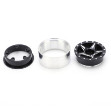 (Black) 4pcs RC Al Alloy Beadlock Wheel Rim Hub for Axial SCX24 1/24 Black