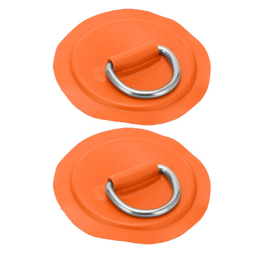 (Orange) D Ring Pad Patch PVC Inflatable Boat Raft Dinghy Black 1