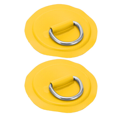 (Yellow) D Ring Pad Patch PVC Inflatable Boat Raft Dinghy Black 1