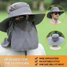 Breathable Wide Brim Fishing Hat Sun Protective Detachable Neck Flap