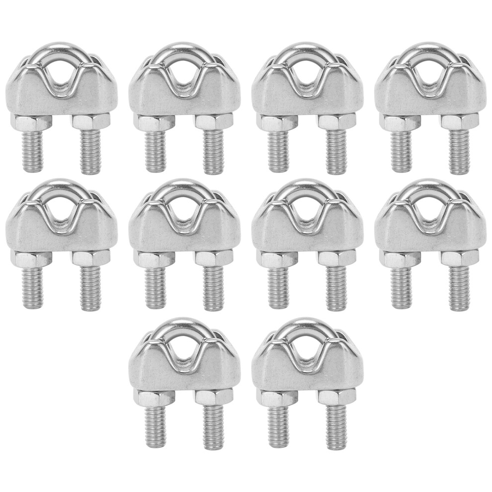10Pcs 3/16 Inch M4 Stainless Steel Wire Rope Clip Clamp U Bolt Saddle 500367889701