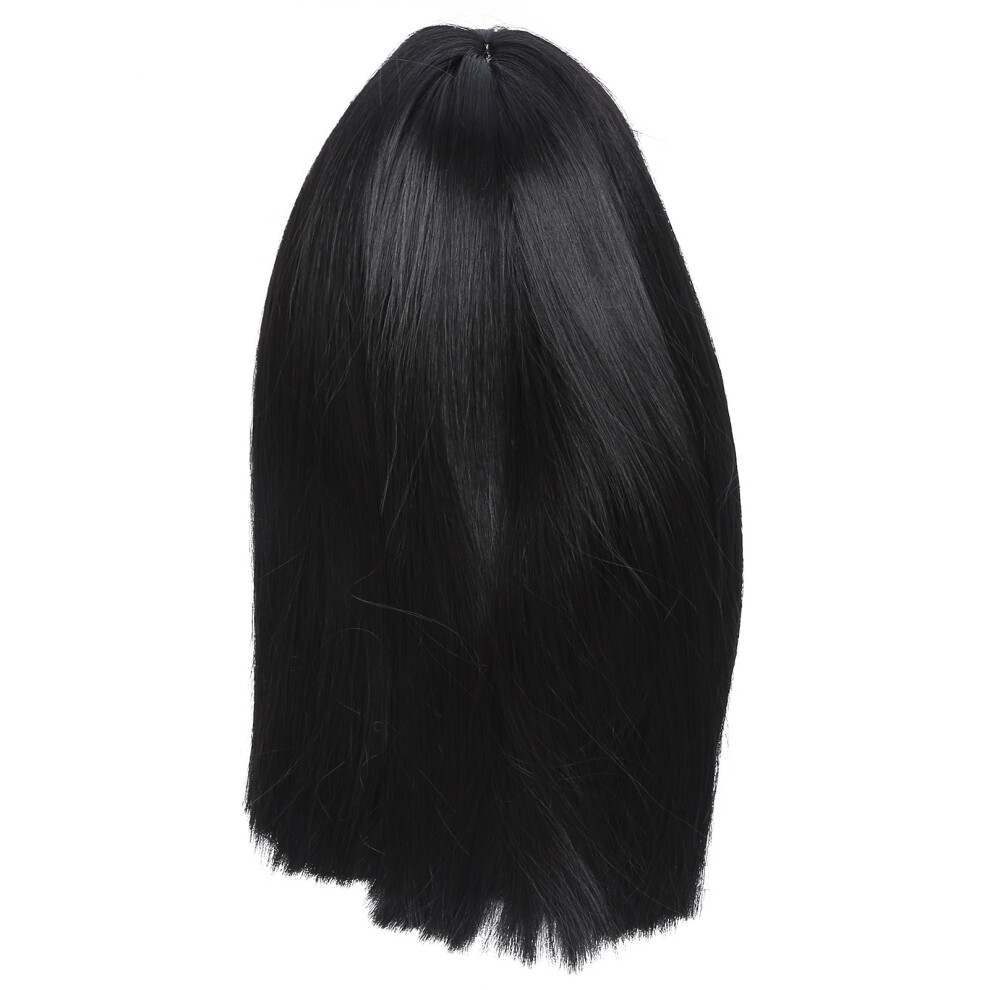 Unisex Black Women Long Straight Hair Full Wig Synthetic With Bangs