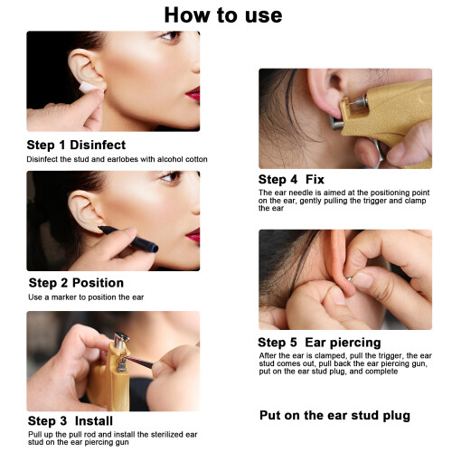 Professional Ear Stud Earring Piercing Gun Stainless Steel Reusable 2