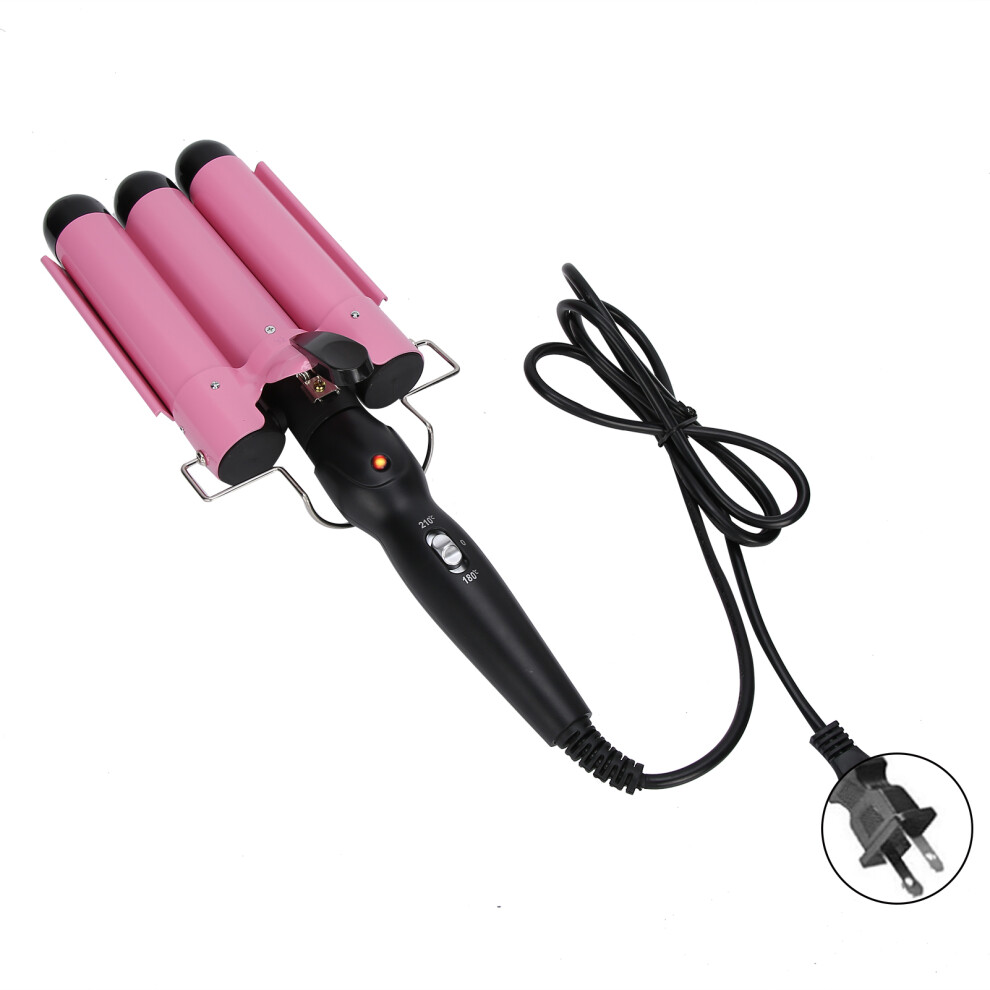 (US Plug) 3 Barrel Hair Curling Iron 32mm Electric Styling Tool 110-240V EU Plug