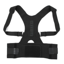 (Black M) Unisex Magnet Posture Corrector Back Support Belt Black M