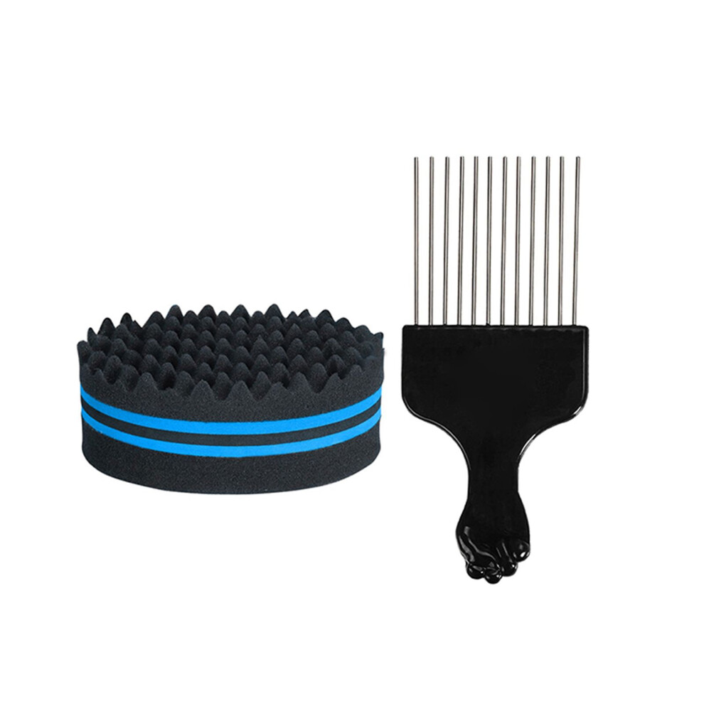 Hair Brush Sponge Metal Pick Comb Double-sided Afro Styling