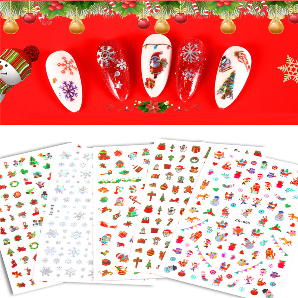 Christmas Nail Stickers Self-Adhesive Water Transfer DIY Manicure