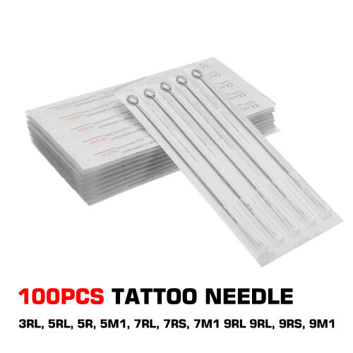 100 Stks Tattoo Naalds RL RS + 100 Stks Plastic Tips RT FT 2