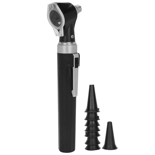 (Black) Kit Otoscopico Professionale LED per Esame Orecchie Nero 1