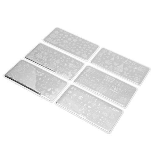 6Pcs kerst nail art stempels wasbaar 2