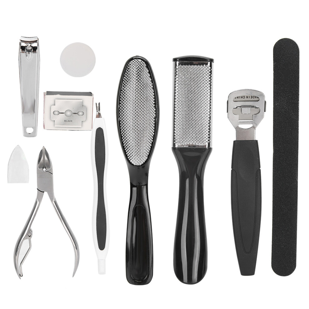 10pcs Stainless Steel Pedicure Tool Set Dead Skin File Cuticle Nippers