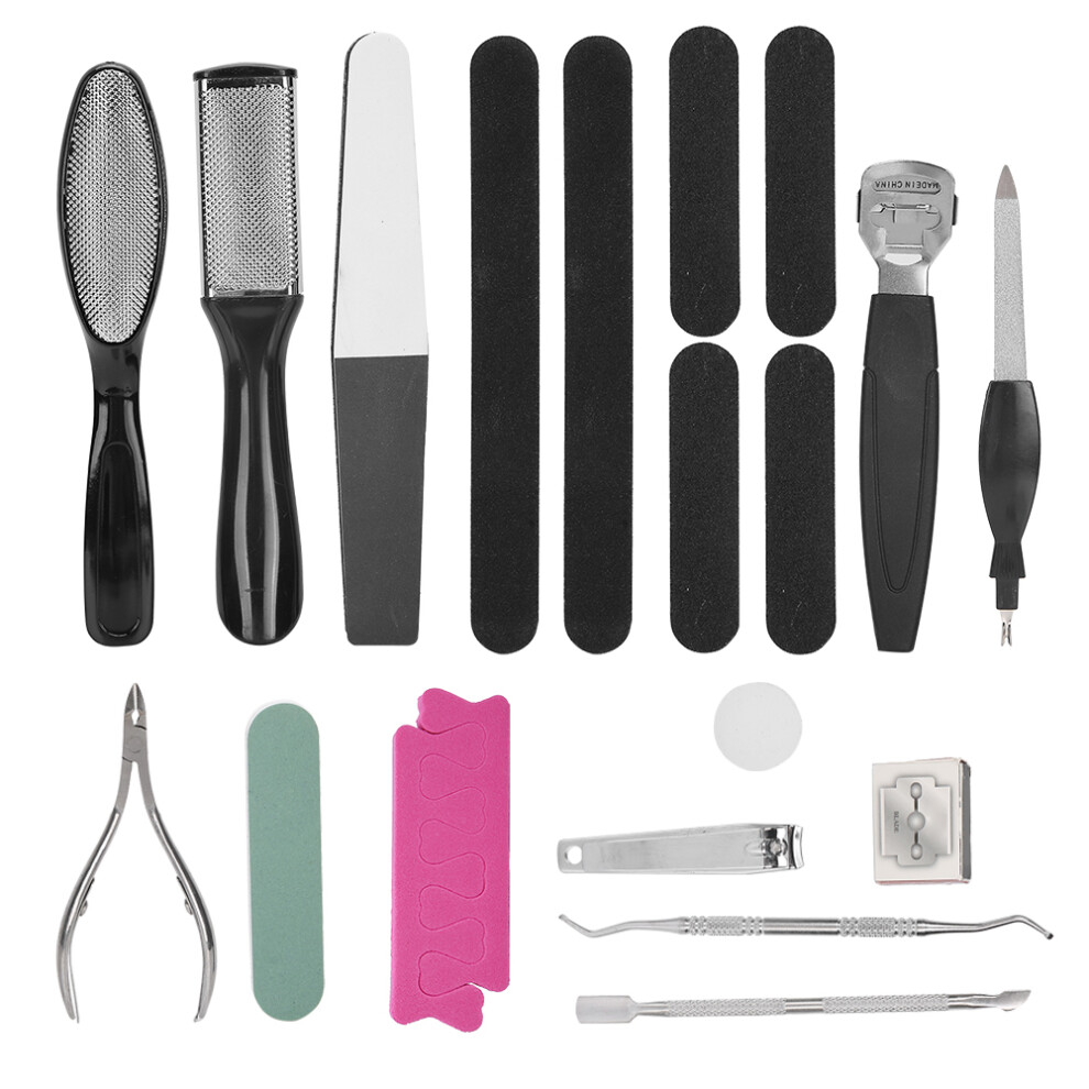 20pcs Pedicure Tool Set Callus Removal Foot Planing Nail Clipper