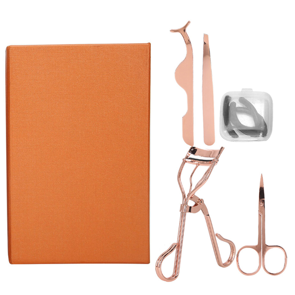 4pcs Eyelash Curler Eyebrow Trimmer False Lashes Set Rose Gold