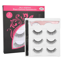 (E65 Black Box) Selbstklebender Flüssiger Eyeliner & Wimpernset mit Pinzette