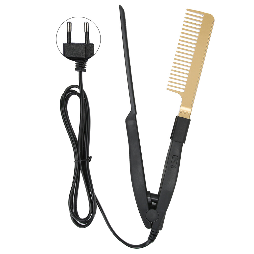 (EU Plug 220V) Electric Heating Comb Wet/Dry Hair Straightening Hot Brush