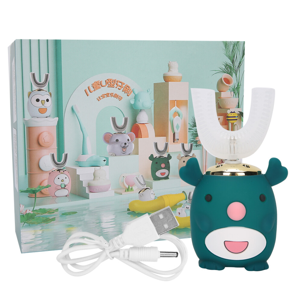 Green ( 2Â6 Years Old) U-Shaped Electric Sonic Toothbrush Kids Cleaning