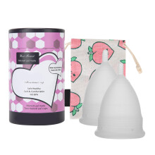 (L) Wiederverwendbarer Silikon-Menstruationsbecher Set
