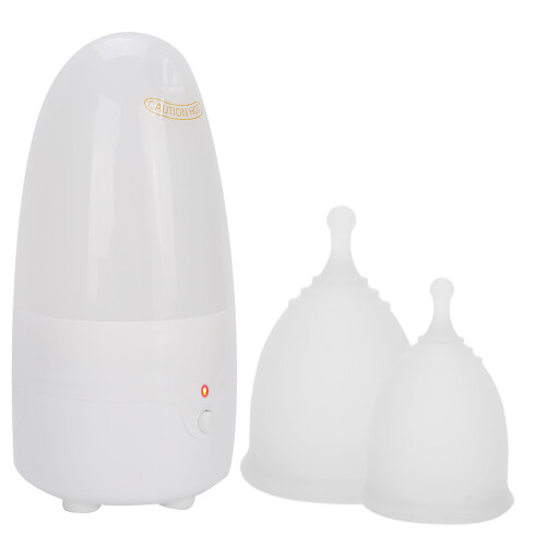 (#3) Wiederverwendbare Silikon-Menstruationstasse Set mit Dampfreinigung 1