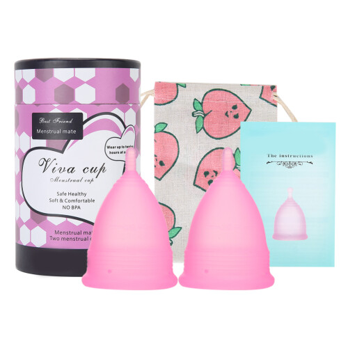 (S) Silikon-Menstruationsbecher Set mit Tasche