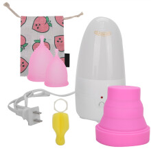 (1pc S + 1pc L) Silikon-Menstruationsbecher faltbar mit Reiniger Pink S+L