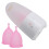(2pcs L) Silicone Menstrual Cup S+L w/ Cleaner Pink 3