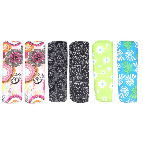 6x Bambus-Kohle Waschbare Menstrualpads 18x25cm