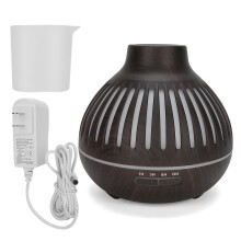 (US Plug) 7-Farben LED-Aromatherapie-Zerstäuber 400ml, Dunkles Holzdesign