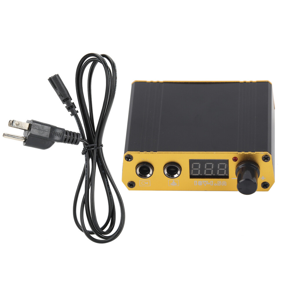 (US Plug) Professional Mini Tattoo Power Supply LCD Display Black