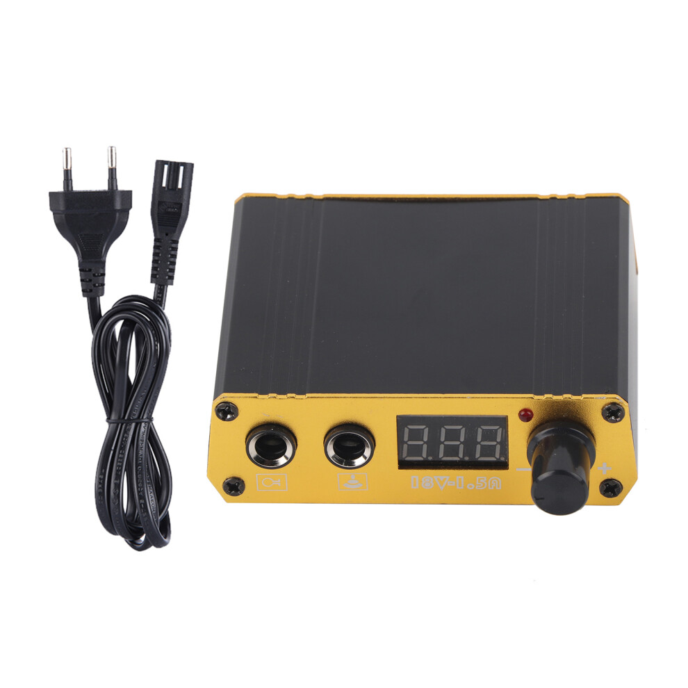 (Prise EU) Professional Mini Tattoo Power Supply LCD Display Black