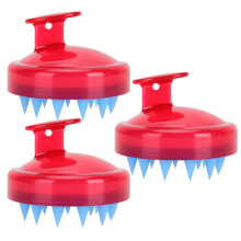 (Red) 3pz Spazzola Shampoo Silicone Massaggio Cuoio Capell