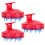 (Red) 3x Silicone Shampoo Borstel Massage Kop 1