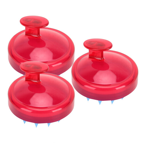 (Red) 3x Silicone Shampoo Borstel Massage Kop 1