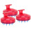 (Red) 3x Silicone Shampoo Borstel Massage Kop 4