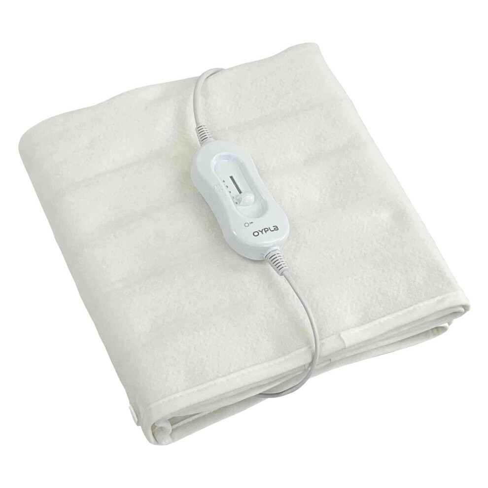 Oypla White Machine Washable Double Electric Blanket Heated Underblanket With 3 Heat Settings And Controller