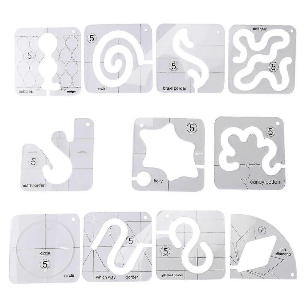 Kikidex (As Show, One Size) 11Pcs Free-Motion Quilting Template Set-Sewing Ruler & Clear Mark Acrylic Ruler & Ironing Ruler For