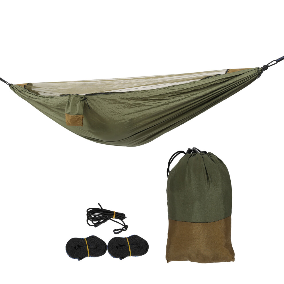 (Army Green+Light Tan) Single AntiMosquito Hammock Net 280x140cm Black Orange-image-OPC-PMM5Y6B-NEW