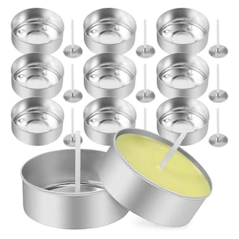 Kikidex (As Show, One Size) 150Pcs Aluminum Tea S Cups, Metal Tea Tins With 150 Pcs Candle Wicks Empty Candle For Candle Lovers Light
