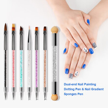 Bestauty 6Pcs Nail Art Brushes Dual-end Dotting Pen + Sponges