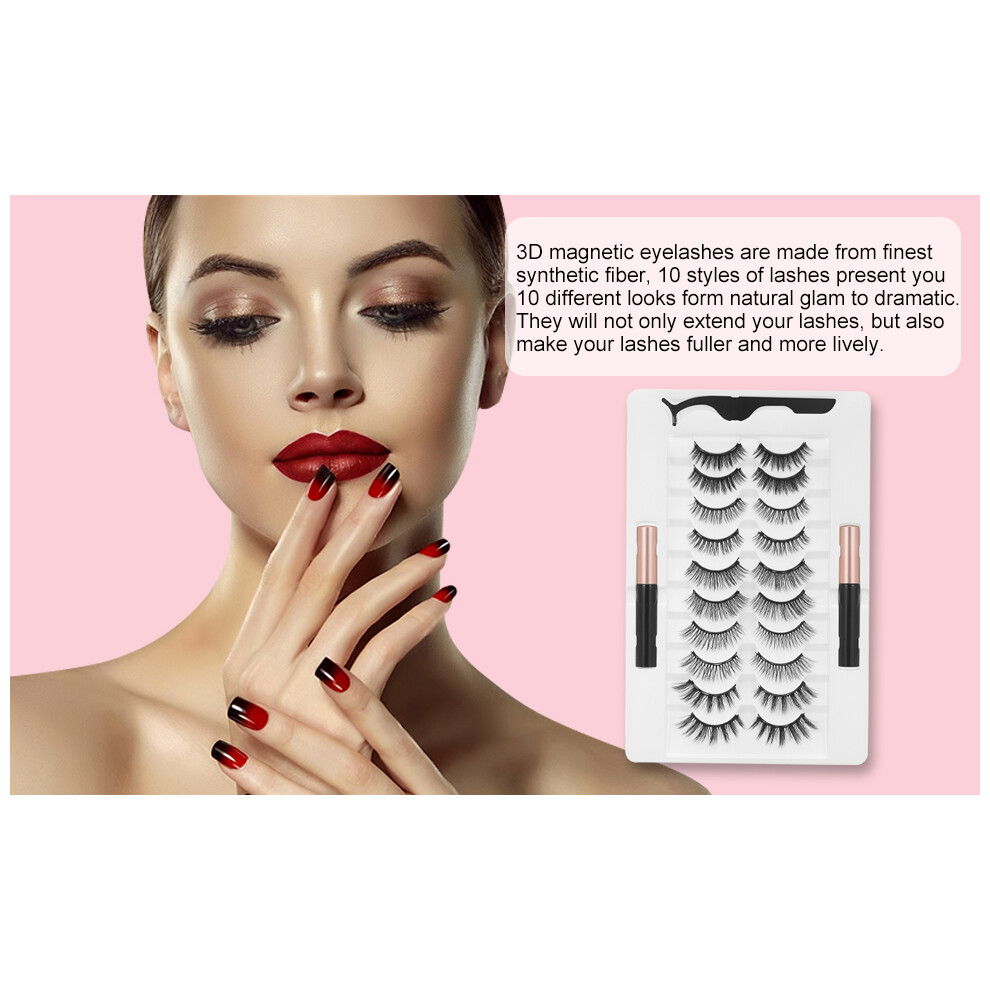 Magnetic Eyeliner and Lashes Kit 10 Pairs 2 PCS with Tweezers