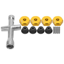 (Golden) 12mm Wheel Hex Adapter 5mm Thick M4 Non-Slip Nut for 1/10 RC Car Black