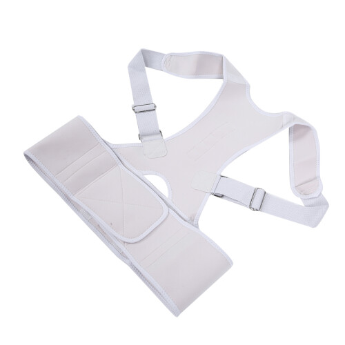 (L) Magnet Therapy Posture Corrector Back Support White L 2