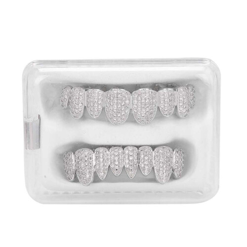 (Silver) Teeth Set Hip Hop Prop for Halloween Party Gift