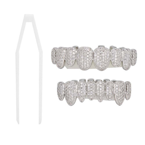 (Silver) Teeth Set Hip Hop Prop for Halloween Party Gift 1