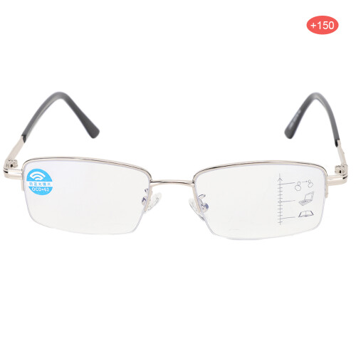 (200 Silver) Metall Multifokal Lesebrille Blaulichtfilter +3,50 Silber 1