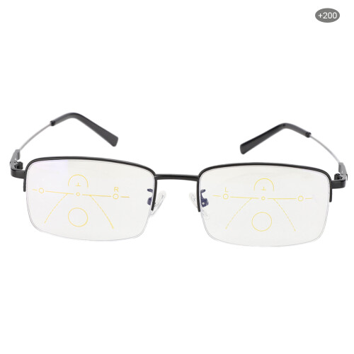 (+200 Black) Multifokal Lesebrille Blaulichtfilter mit Etui +2,00 Schwarz 1