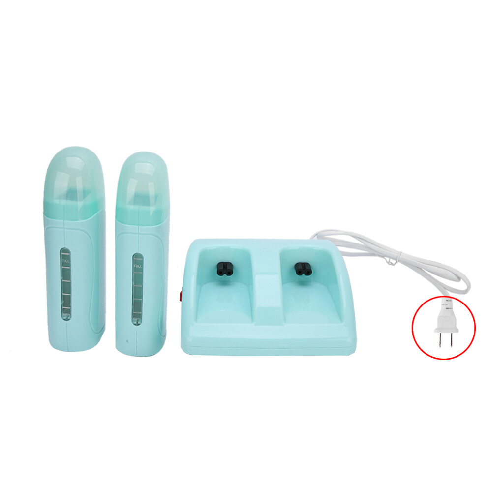 (110V US Plug) Hair Removal Wax Heater Double Heaters Cyan 220V EU Plug
