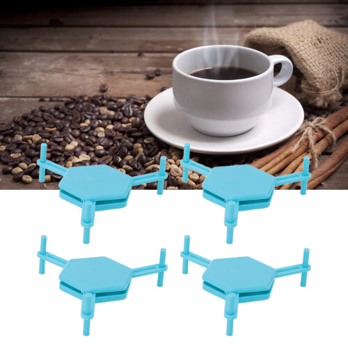 4Pcs Blue Hexagonal ABS Coasters, Adjustable Multipurpose Drink Trivets