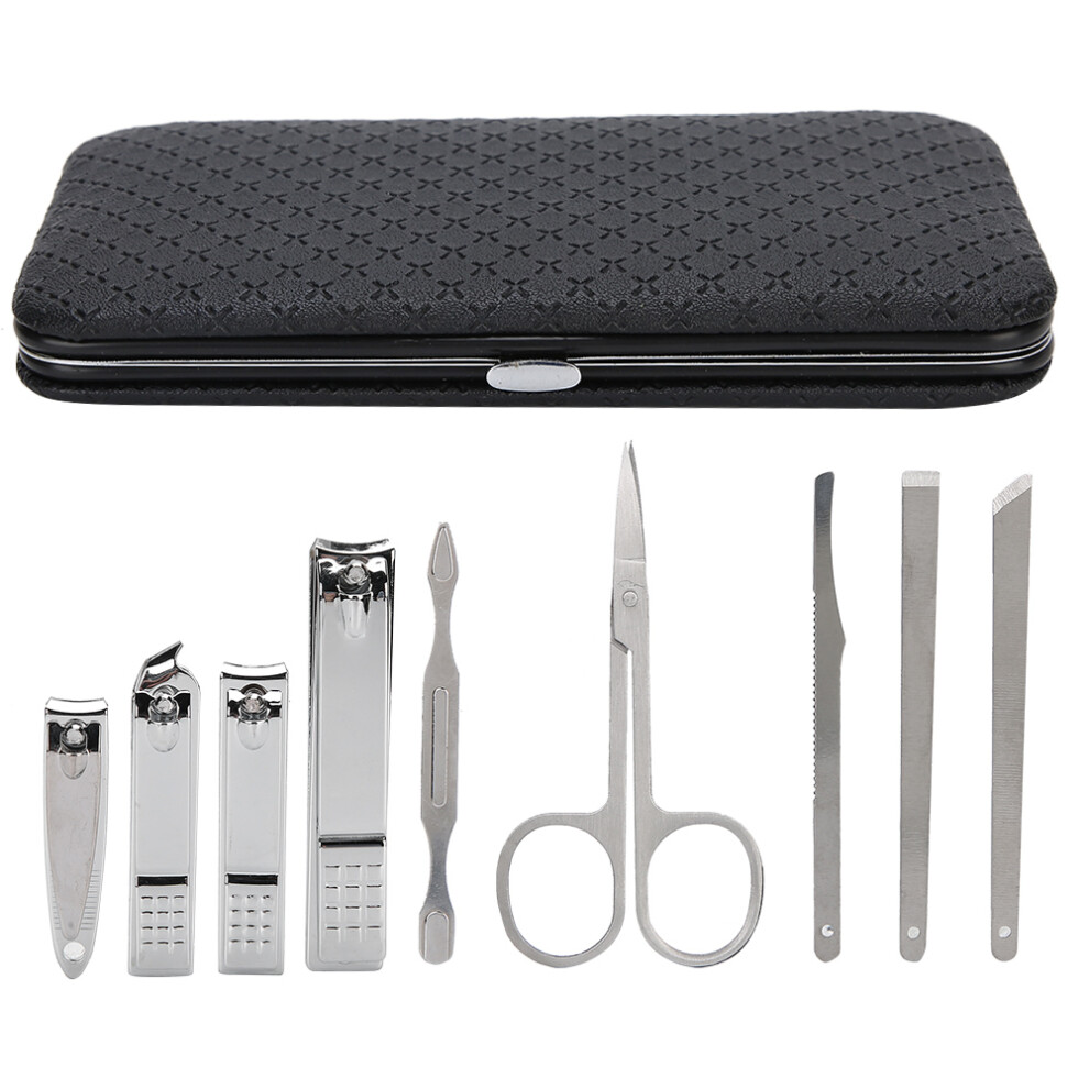 Black (Black) 19Pcs Manicure Pedicure Nail Clippers Set Stainless Steel Tool