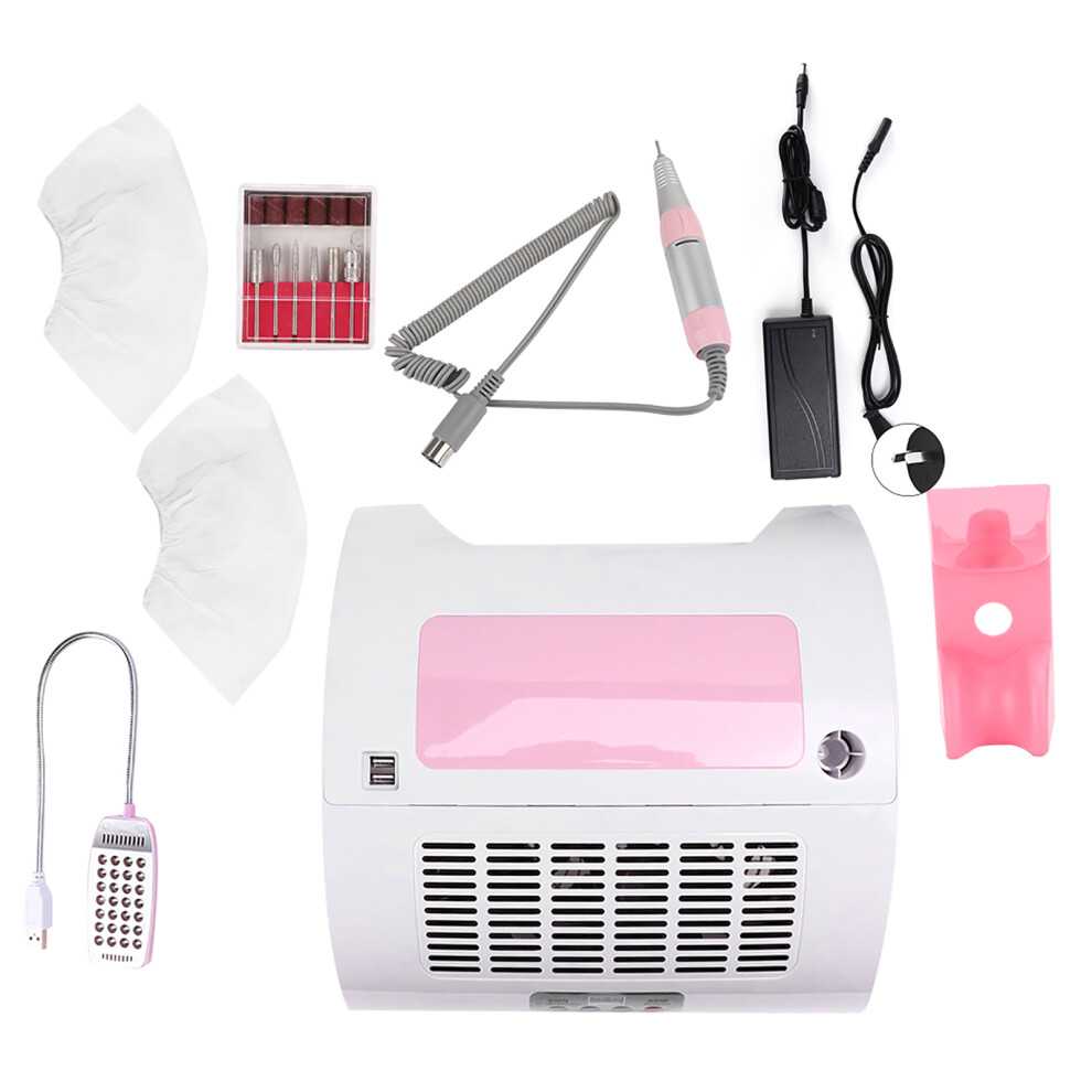 Light (Au Plug 110-240V) 60W Multi-Function Nail Grinder Dust Cleaner Manicure Hand Rest